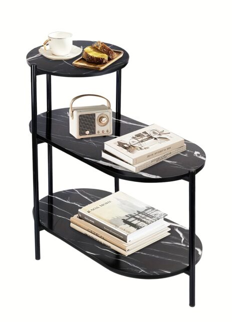 Mesita de noche de 3 Niveles -Patrón de Mármol