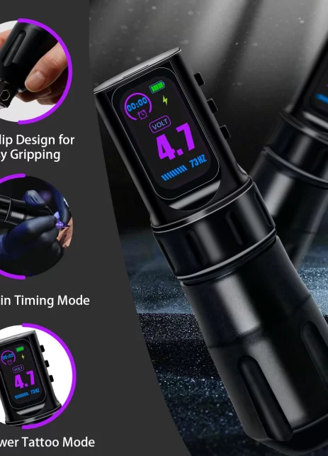 Máquina de tatuaje rotativa- con pantalla IPS,  batería de 1800mAh