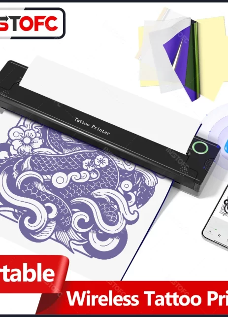 Máquina termica para stencil de tatuaje A4 - batería integrada inalámbrica con Bluetooth portátil